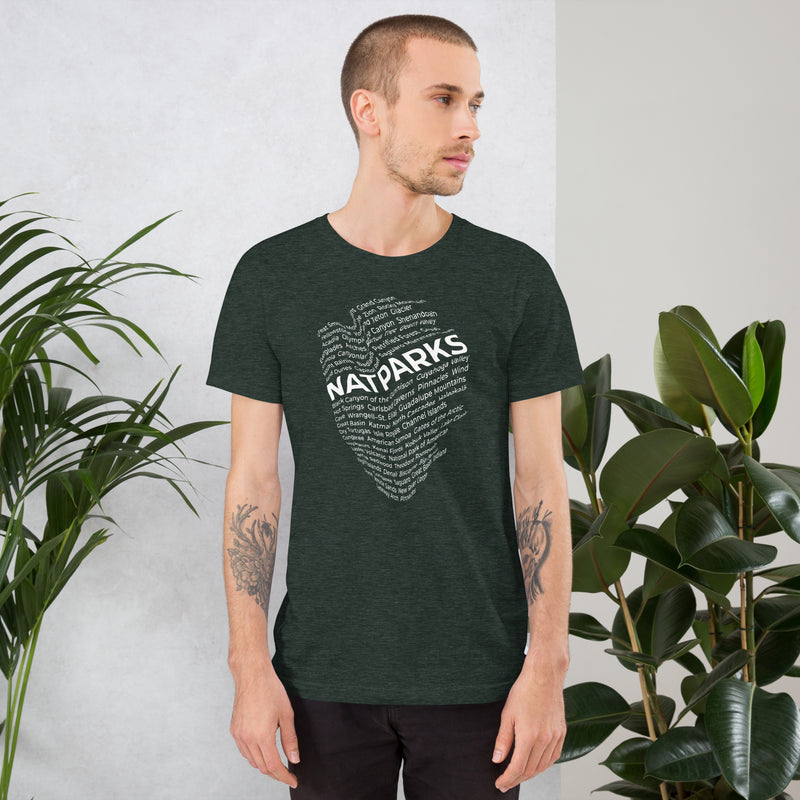 NPS Spear Parks Unisex Tee filled with park names