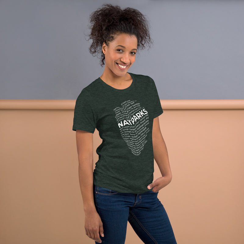 NPS Spear Parks Unisex Tee filled with park names