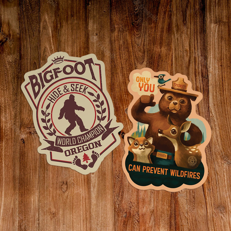 Bigfoot and Smokey Bear & Friends Sticker pack