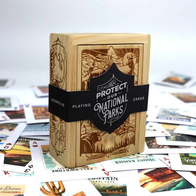 Protect our Parks Playing Cards - premium wooden box set