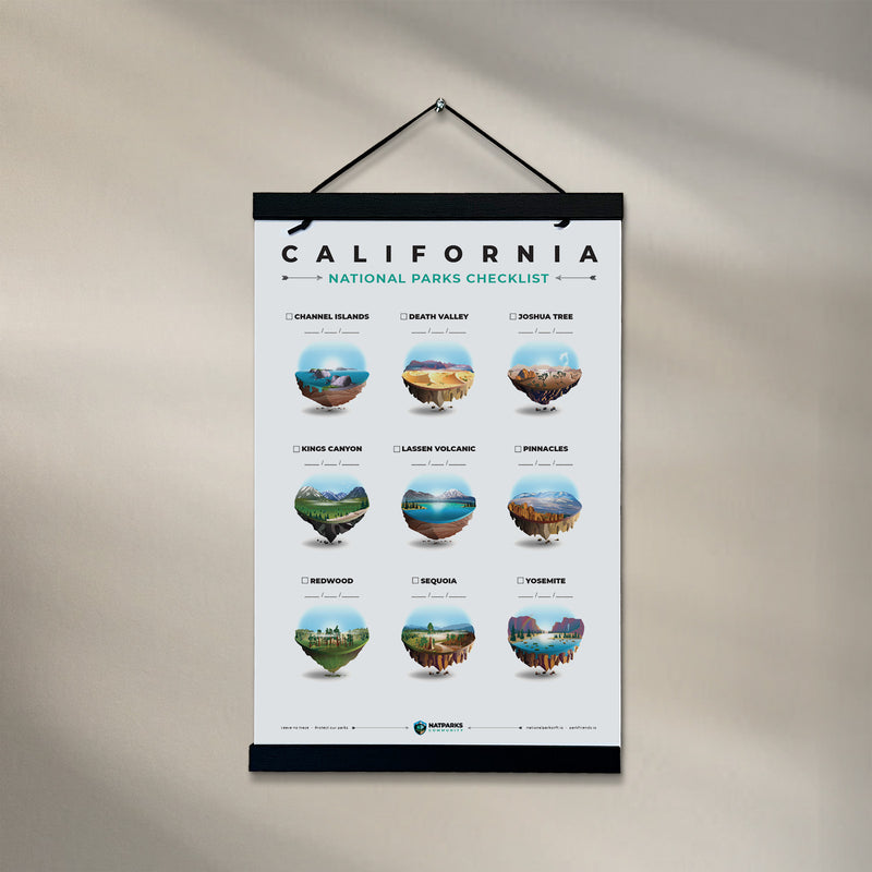 California National Parks Checklist 11"x17" Poster